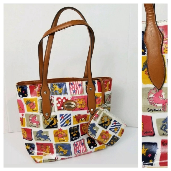 Franco Sarto Horiscope Themed PVC Handbag Coin Prs - Picture 2 of 9